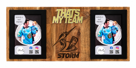 Melbourne That’s My Team Footy Photo Board | Timber 6x4 Photo Frame | Rugby League Supporter Gift