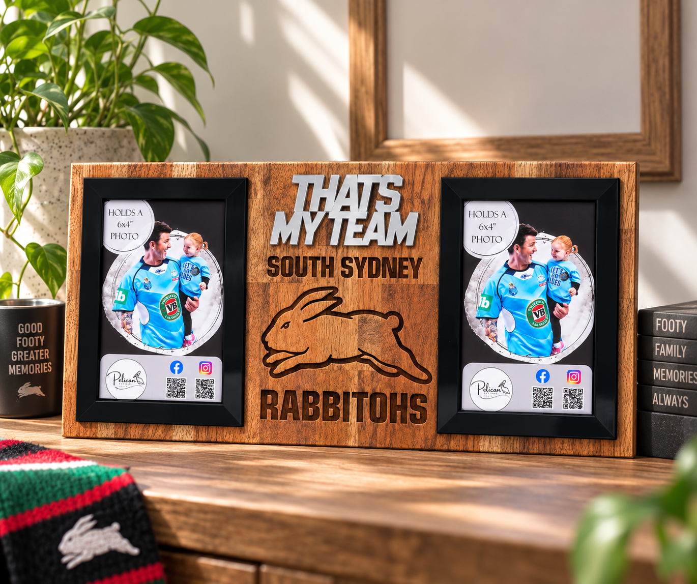 South Sydney That’s My Team Footy Photo Board | Timber 6x4 Photo Frame | Rugby League Supporter Gift