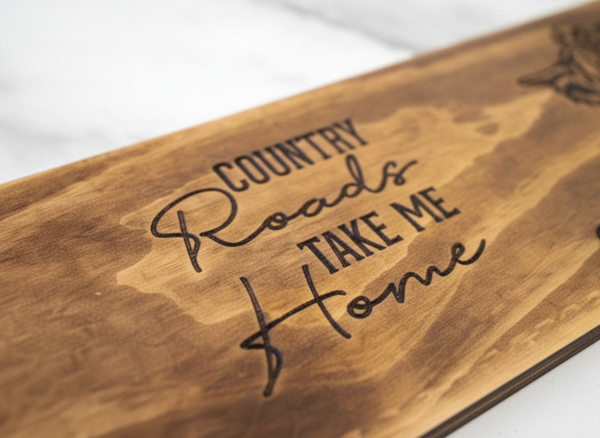 Timber Keyholder - Country Roads Take Me Home - Highland Cow