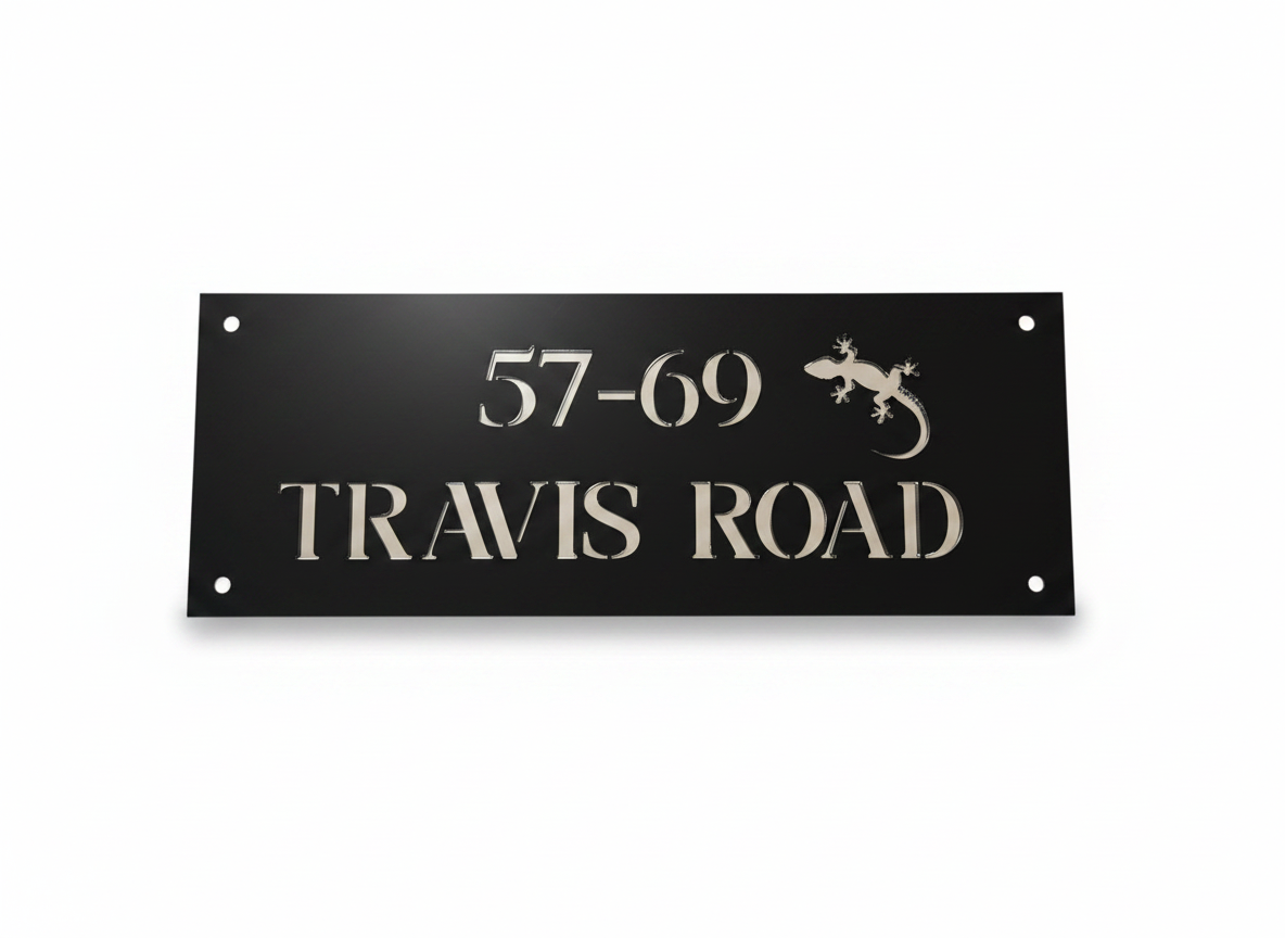 Personalised Gecko House Sign (Acrylic) | Custom House Number Plaque