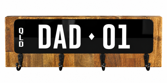 Personalised Number Plate Key Holder – DAD-01 | Wooden Wall Key Holder