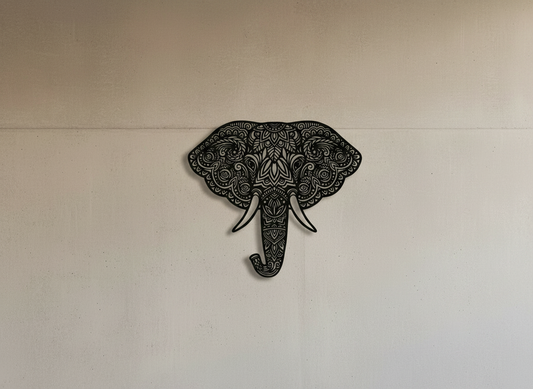 Mandala elephant acrylic wall art in black acrylic - hero image