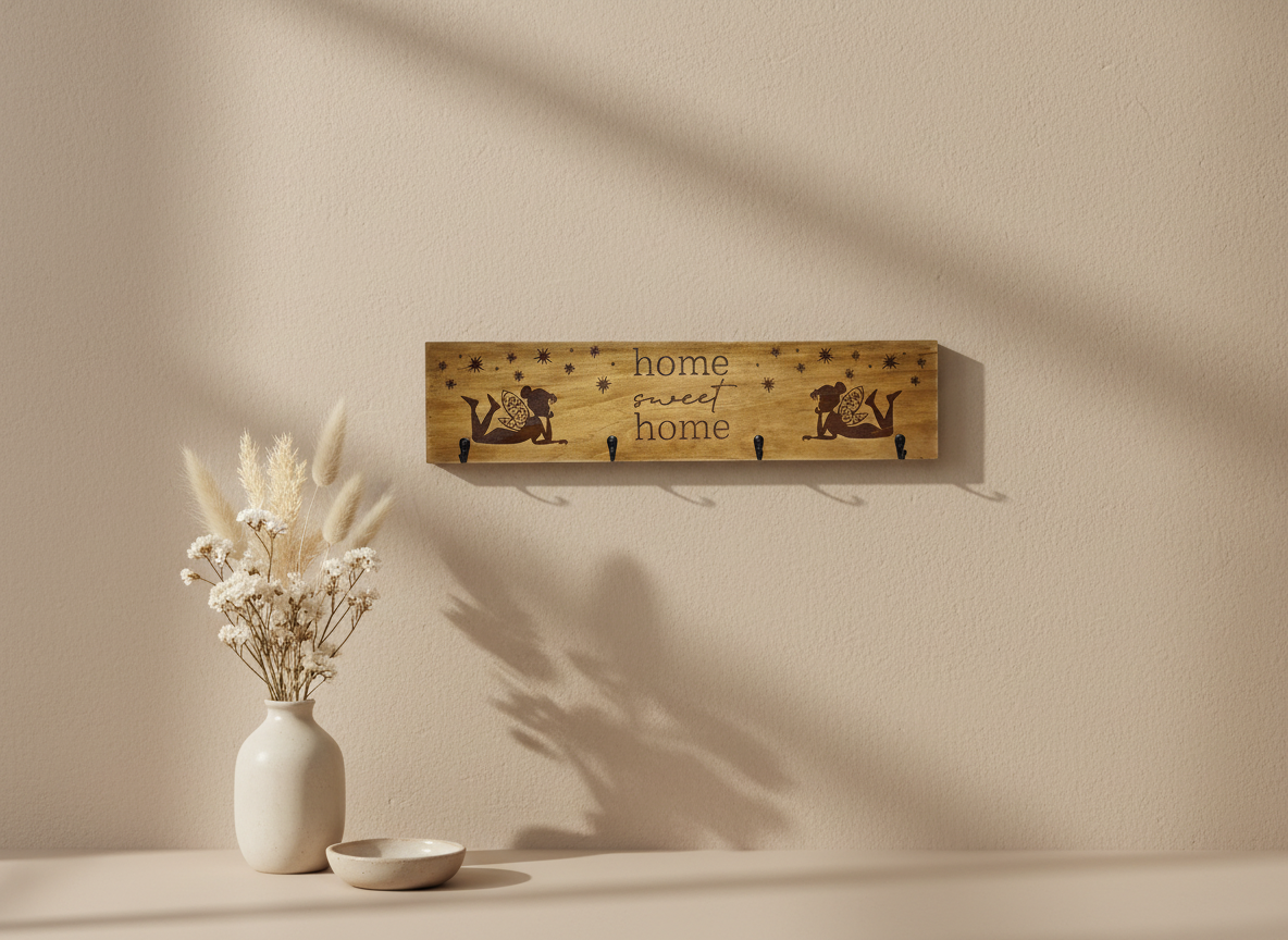 Timber Keyholder - Fairy Home Sweet Home