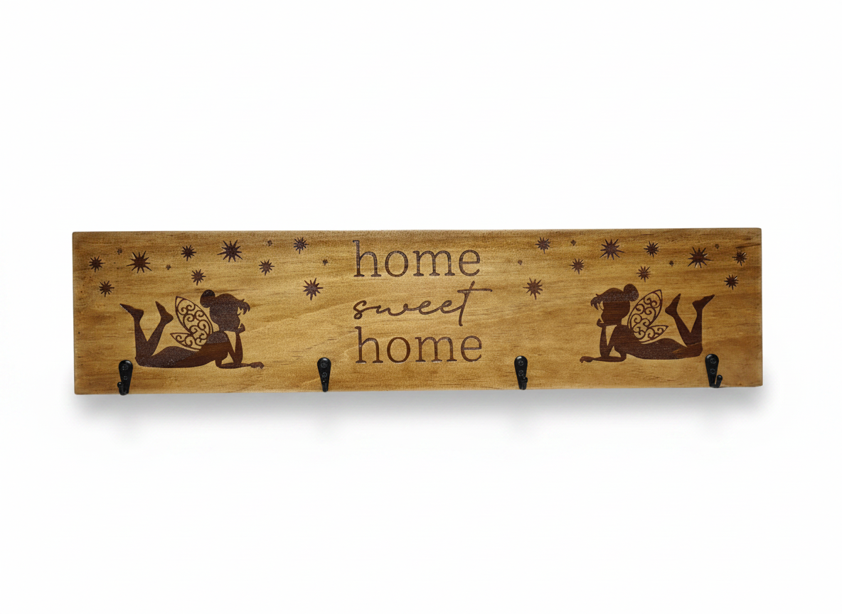 Timber Keyholder - Fairy Home Sweet Home
