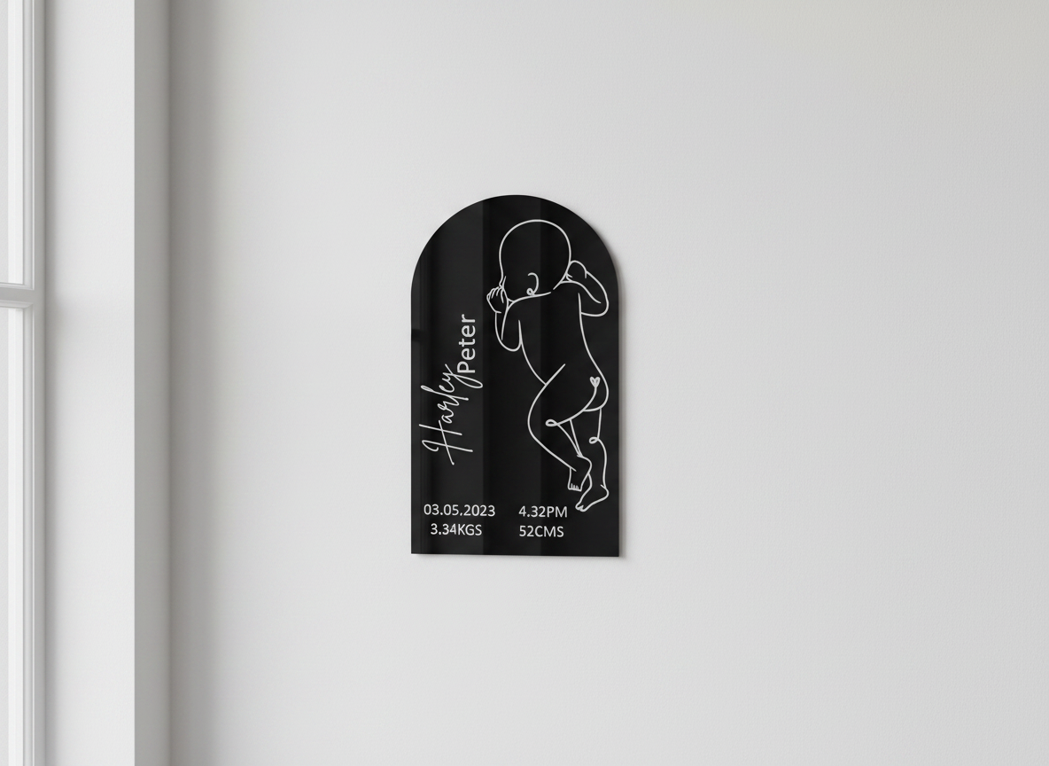 Acrylic 1:1 Scale Baby Birth Plaque