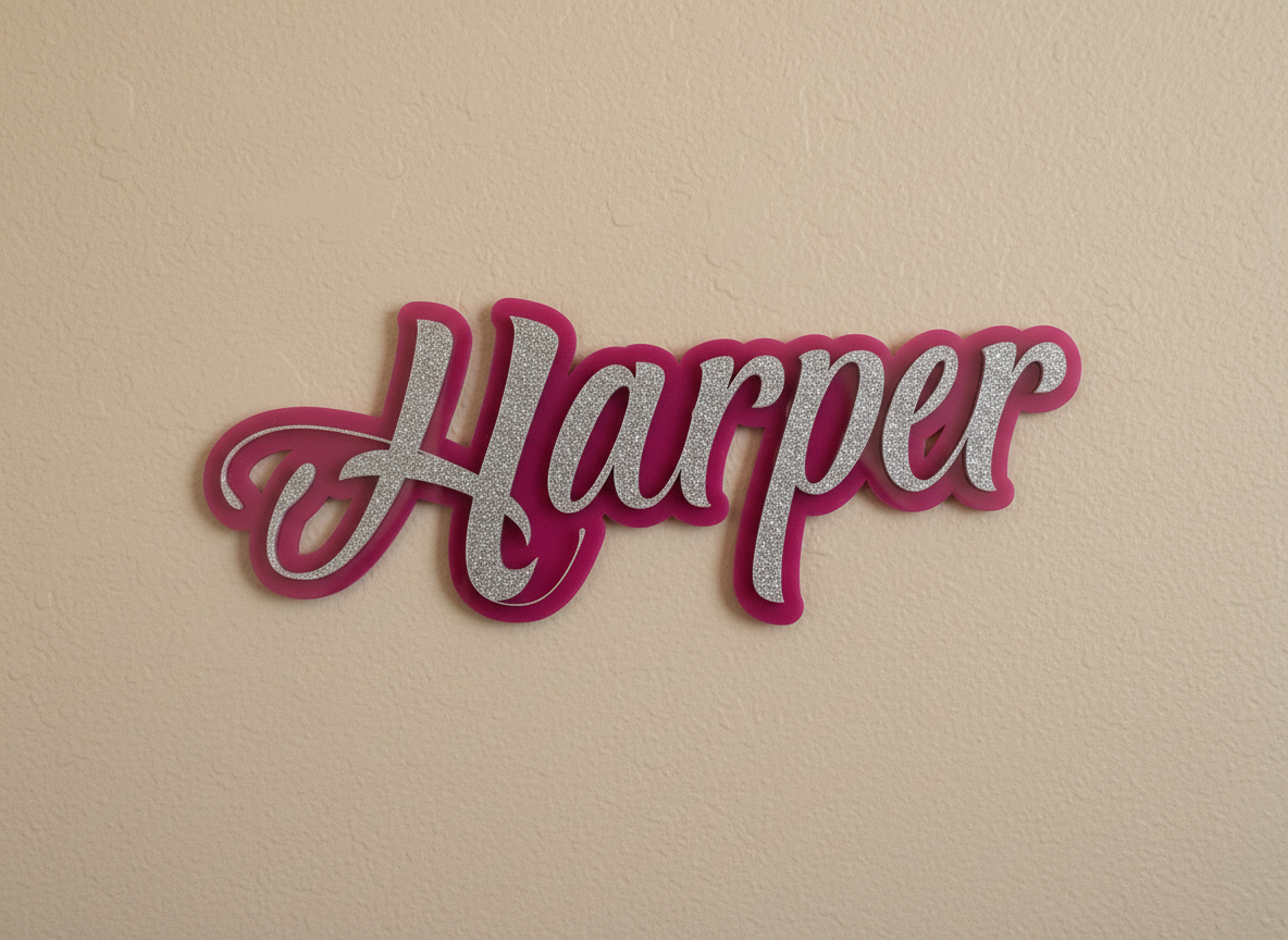 Personalised Double-Layer Acrylic Name Sign – Signature Sparkle Layered Style