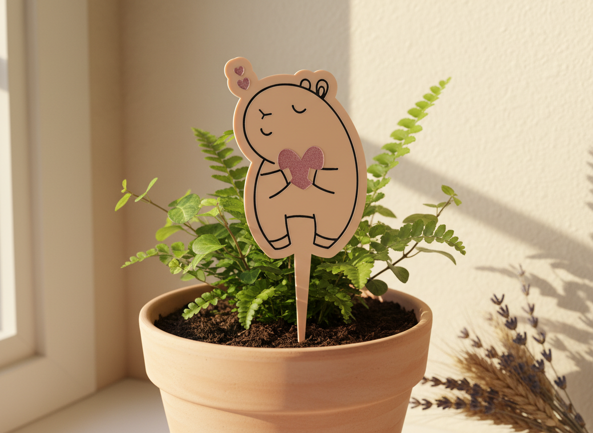 Acrylic Capybara Garden Stake - Hearts