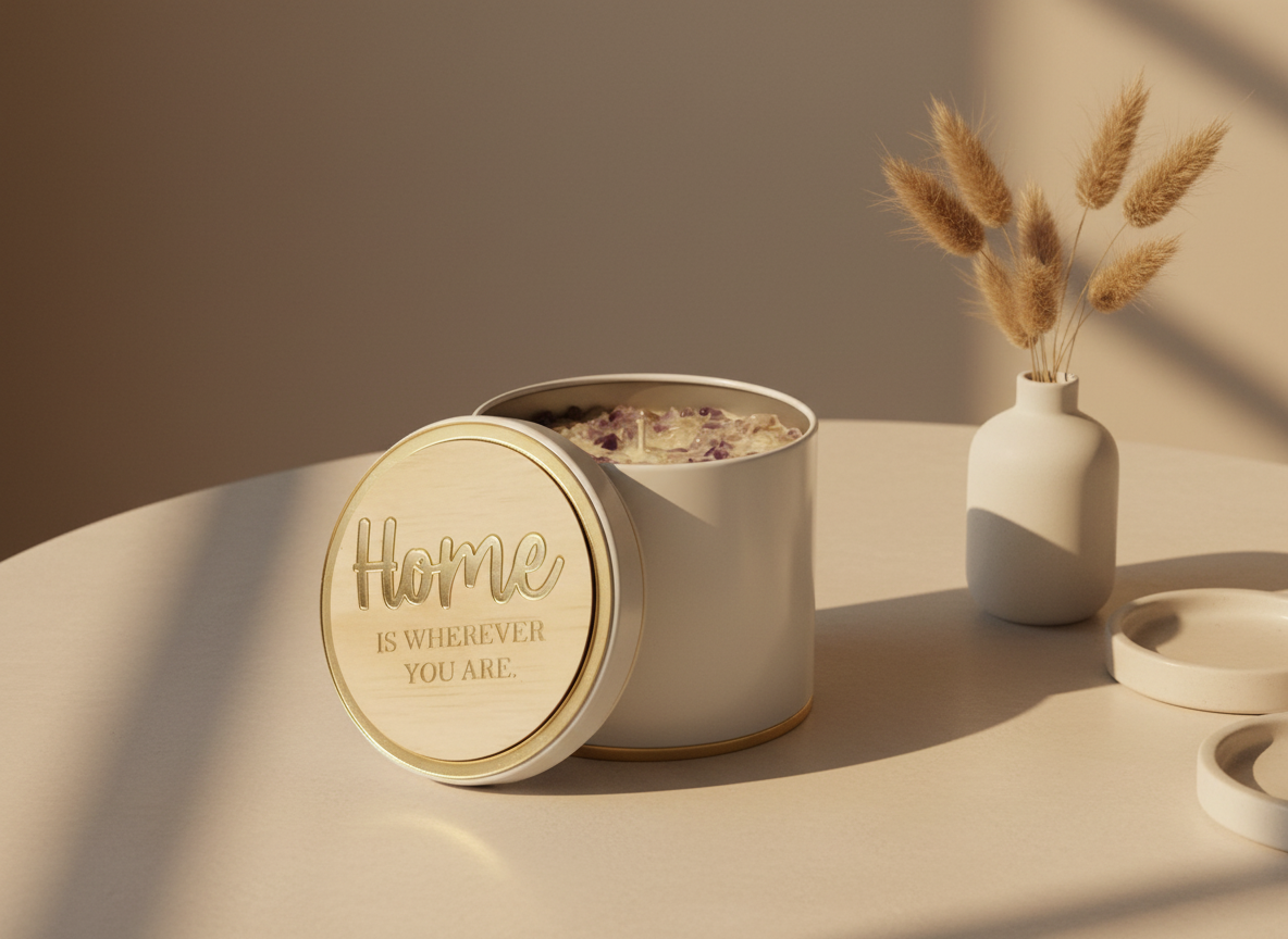 Custom Lemon Myrtle Candle with Amethyst Crystals – “Home Is Wherever I’m With You”