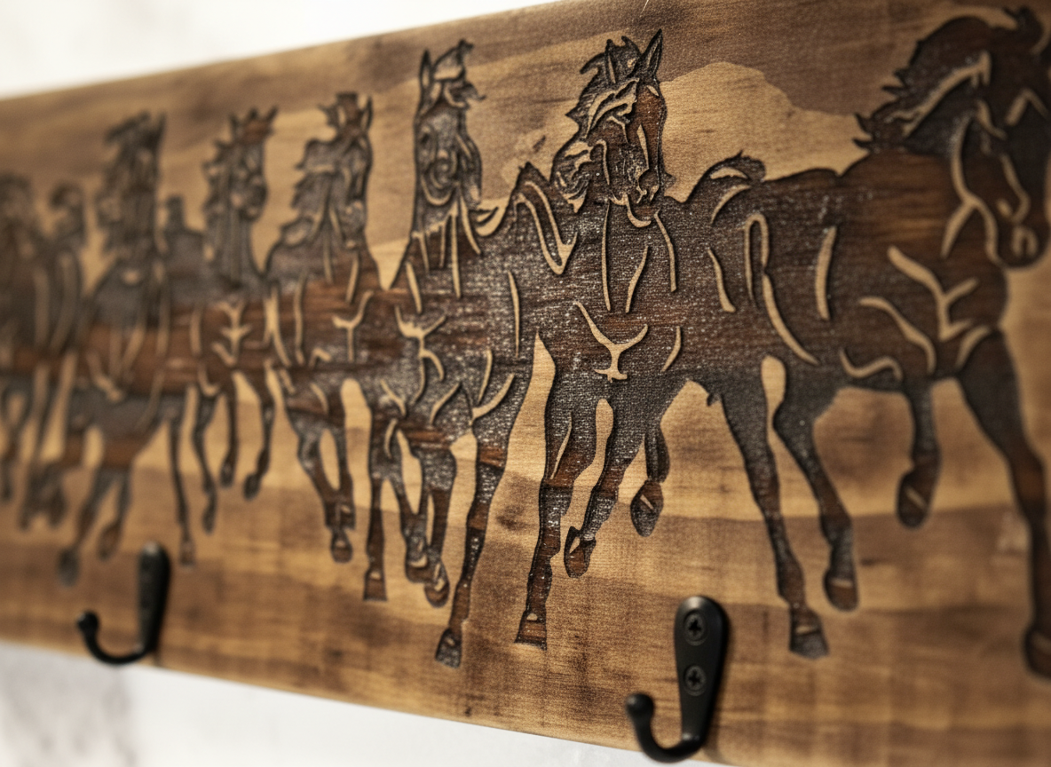 Timber Keyholder - Seven Horses