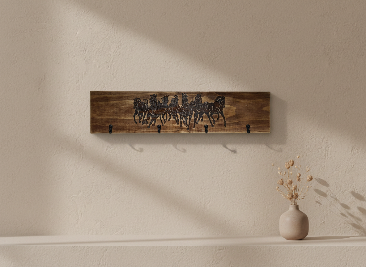 Timber Keyholder - Seven Horses