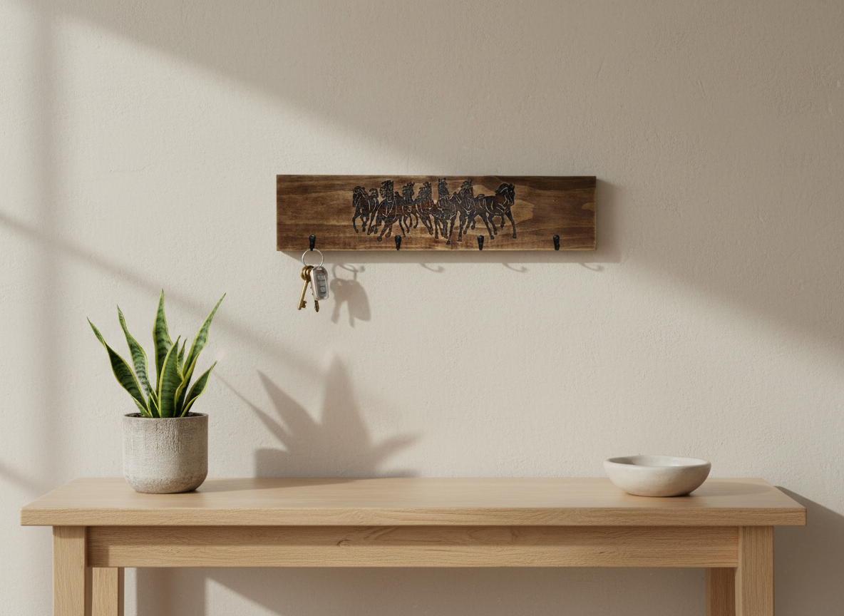 Timber Keyholder - Seven Horses