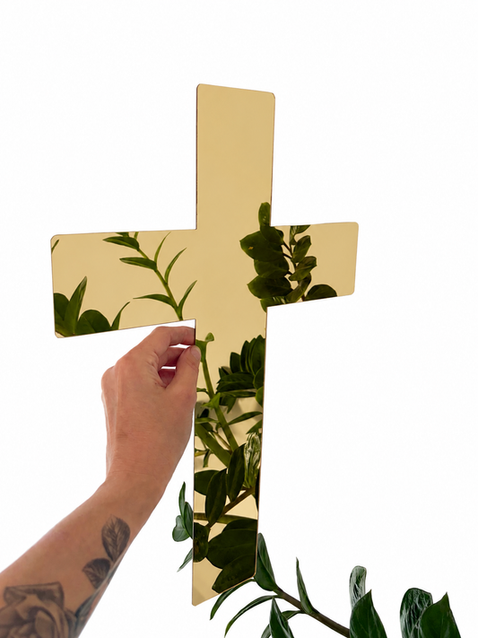 Single Layer Mirror Gold Acrylic Cross