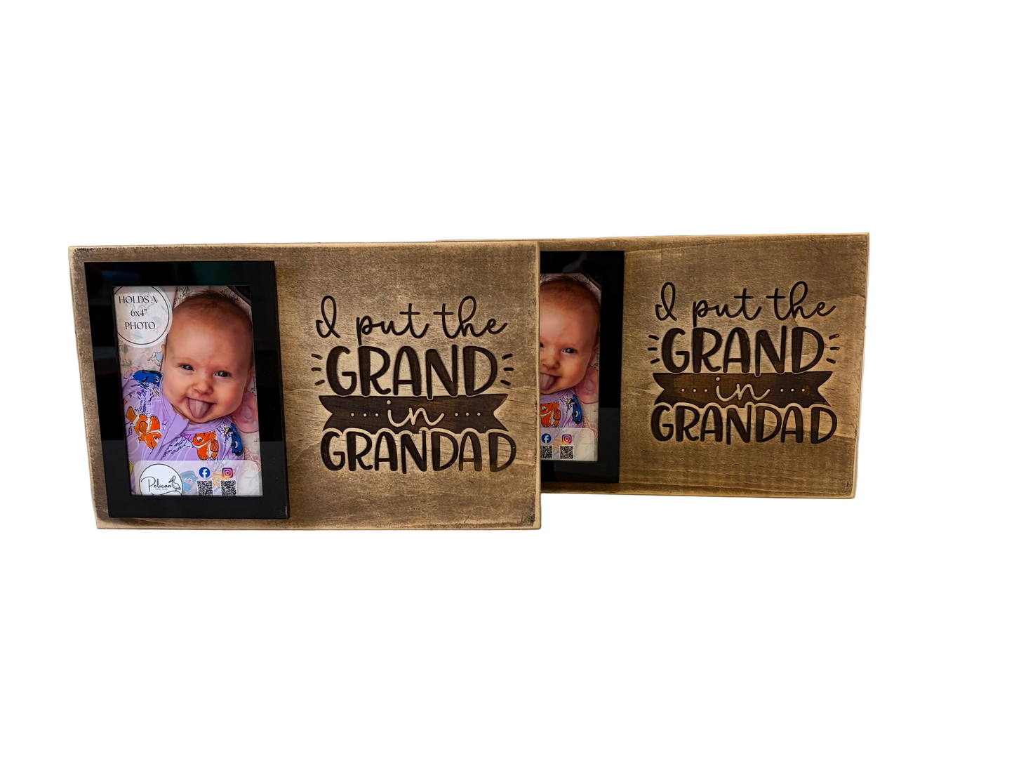 Small Timber Photo Board - I Put The Grand In Grandpa / Grandad