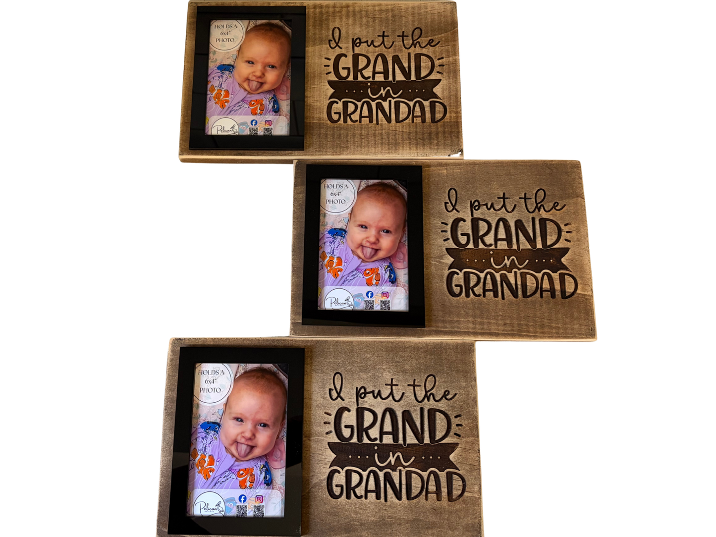 Small Timber Photo Board - I Put The Grand In Grandpa / Grandad