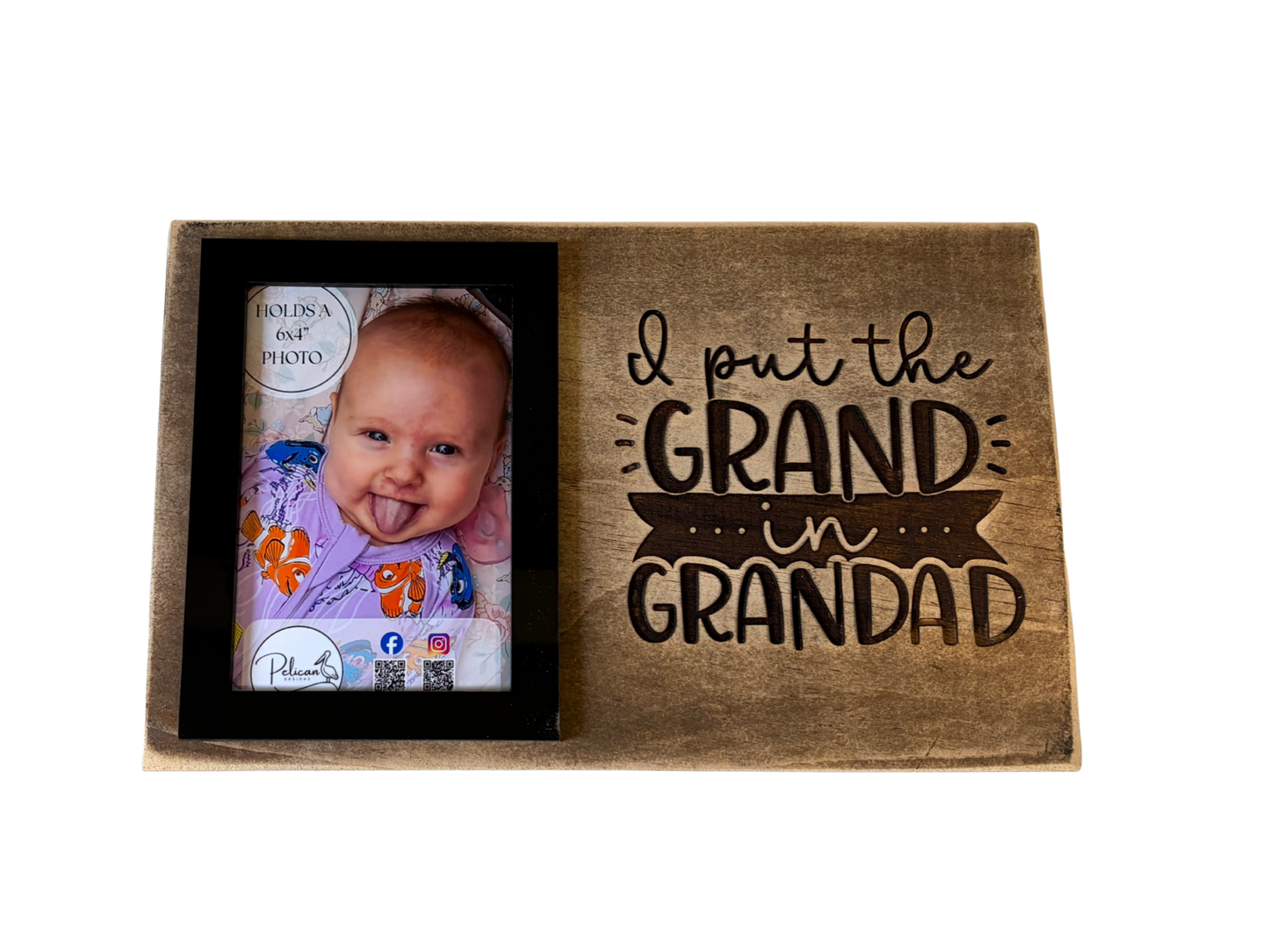 Small Timber Photo Board - I Put The Grand In Grandpa / Grandad