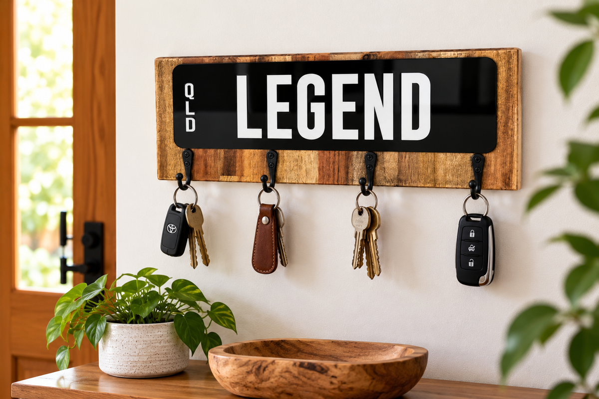 Personalised Number Plate Key Holder  – LEGEND | Wooden Wall Key Holder