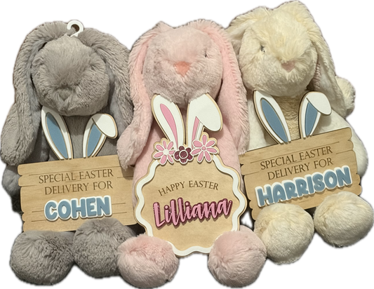 Bunny Bundle: Plush Bunny & Personalised Easter Crate Plaque