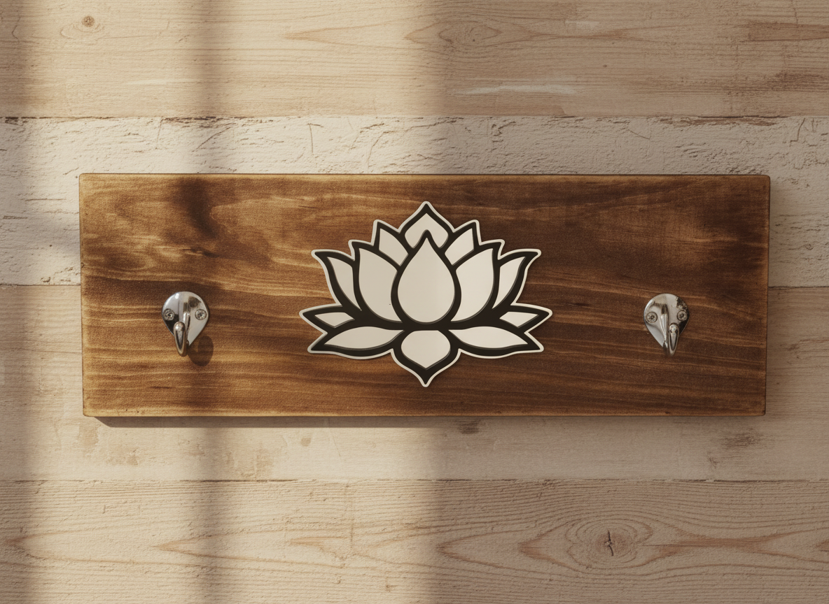 Mirror Hanging Board with Hooks – Lotus | Handmade Timber