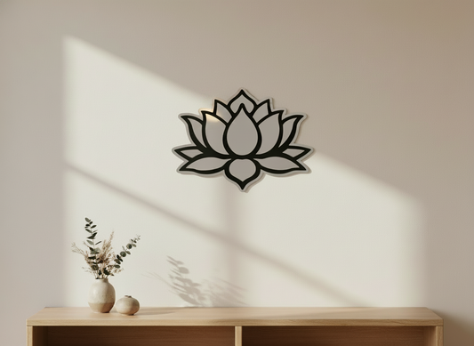 Lotus Flower Acrylic Mirror (Custom Sizes) | Minimalist Wall Decor
