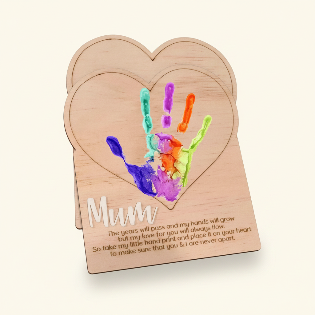 Personalised handprint plaque keepsake with stand for Mum
