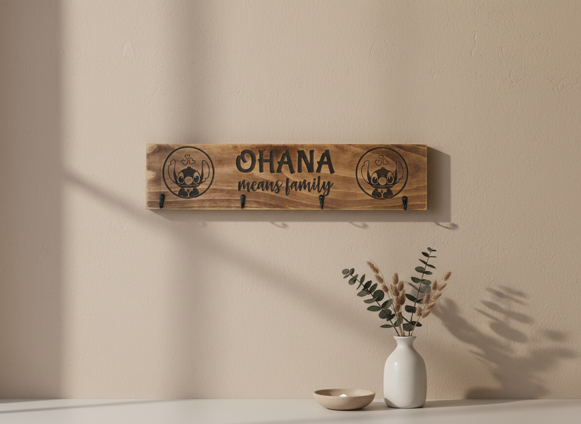 Timber Keyholder - Ohana Means Family