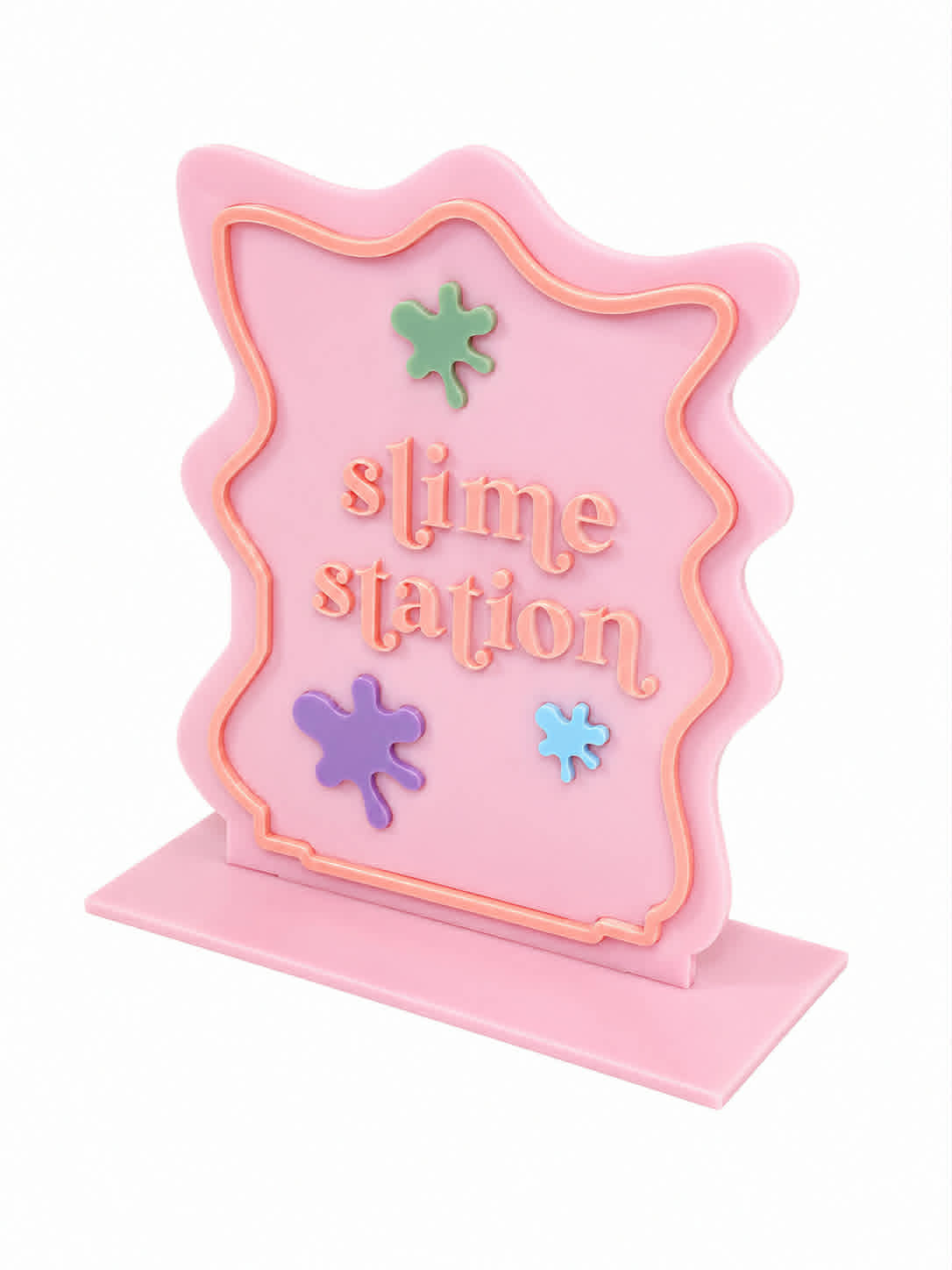 Personalised wavy acrylic slime station sign with layered acrylic lettering