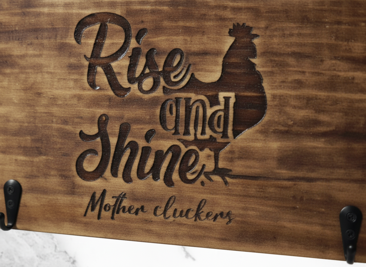 Timber Keyholder - Rise & Shine Mother Cluckers