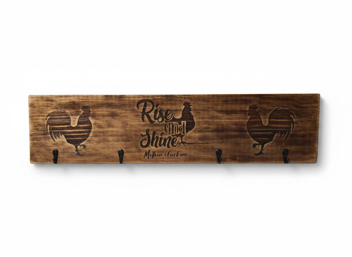Timber Keyholder - Rise & Shine Mother Cluckers