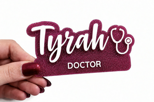 3D Acrylic Name Badge with Occupation and Symbol