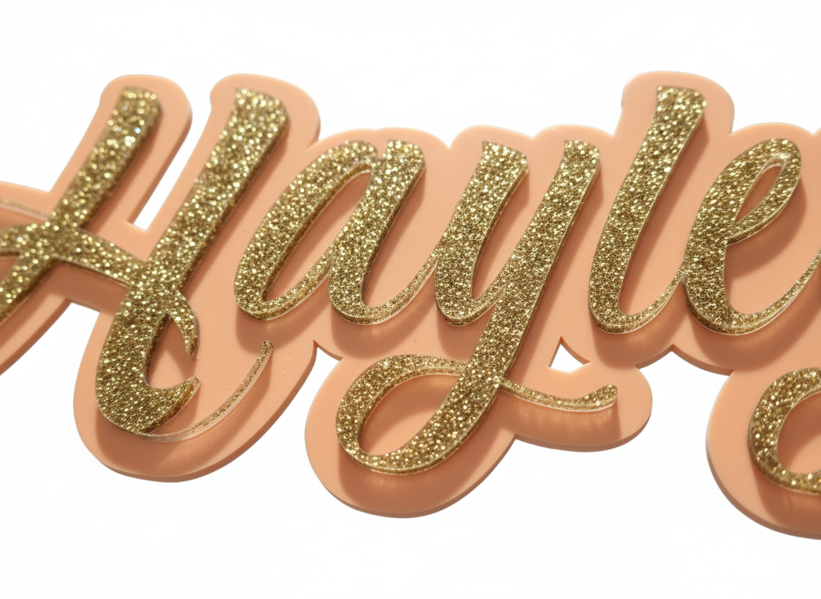 Personalised Double-Layer Acrylic Name Sign – Signature Sparkle Layered Style