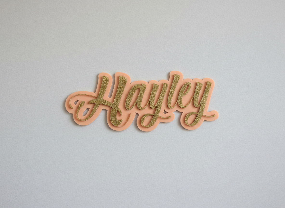 Personalised Double-Layer Acrylic Name Sign – Signature Sparkle Layered Style