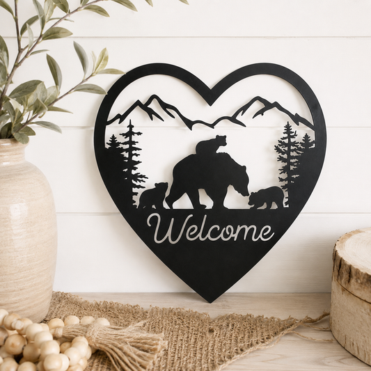 Acrylic Bear Welcome Sign | Front Door Welcome Sign