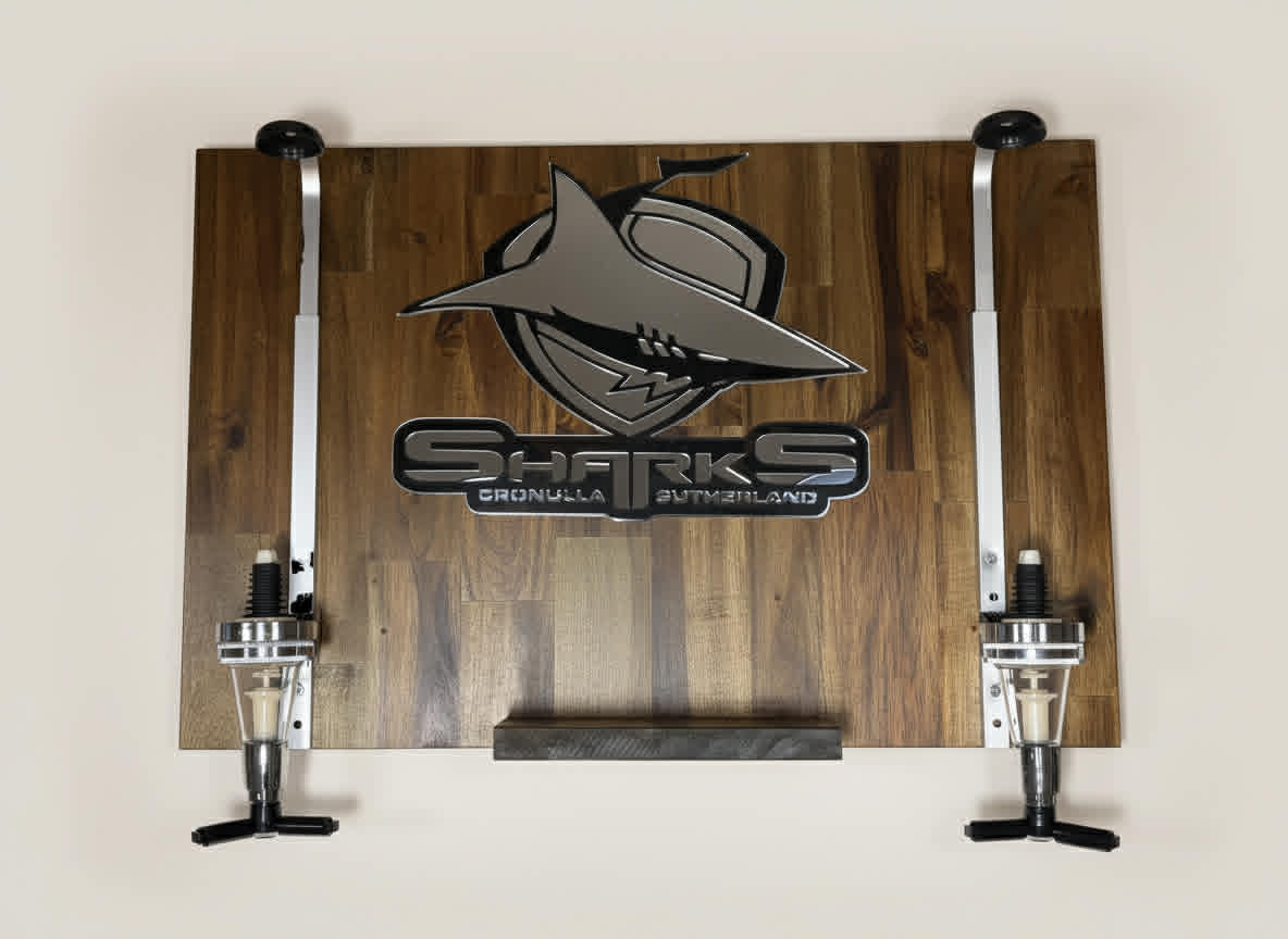 Wall Mounted Spirit Dispenser – CRONULLA Team | Double Bottle Bar Display (600mm x 400mm)