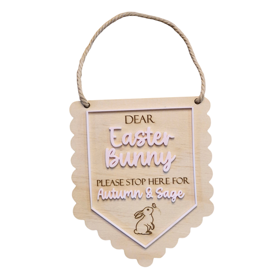 Personalised Easter Bunny Stop Here Door Hangers