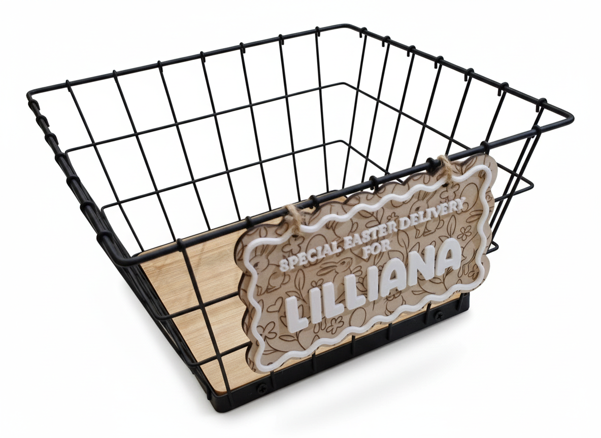 Personalised Easter Basket with Name Tag