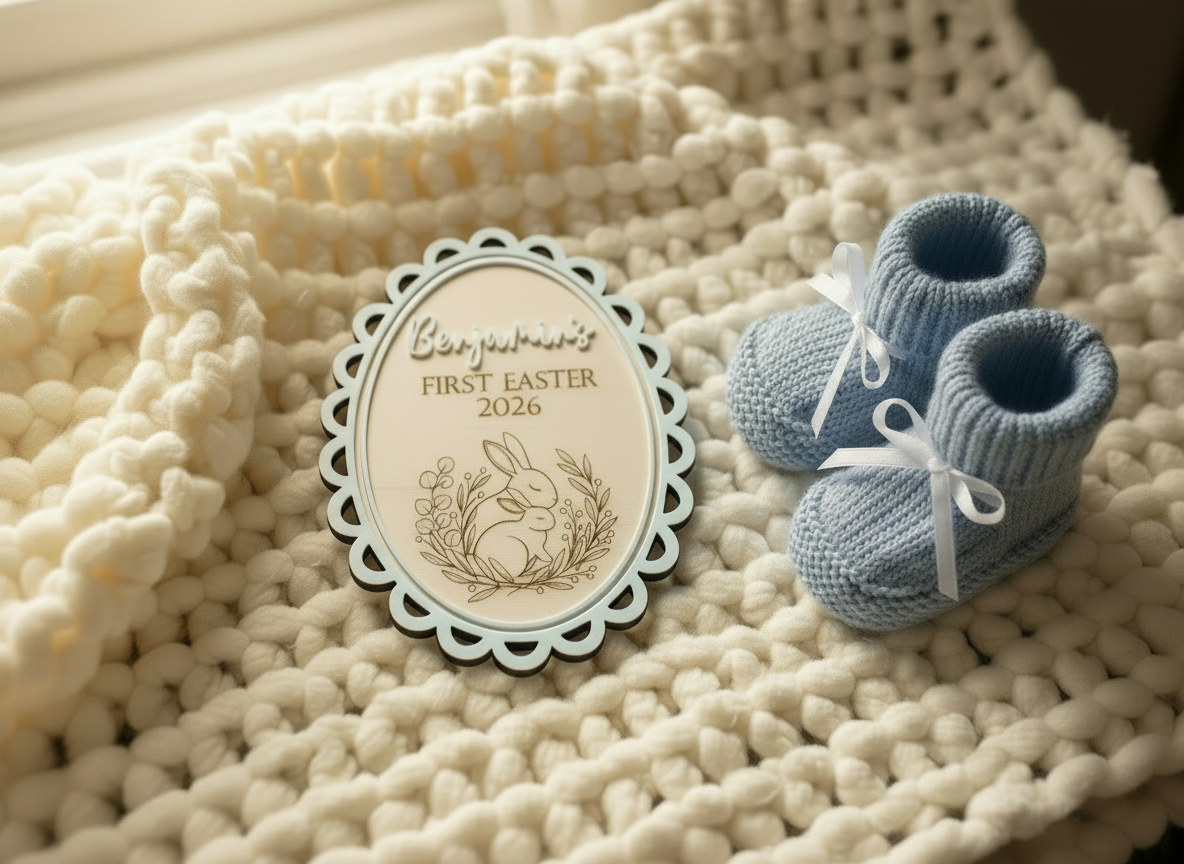 Personalised First Easter Plaque (Bunny) – Custom Name Keepsake Gift