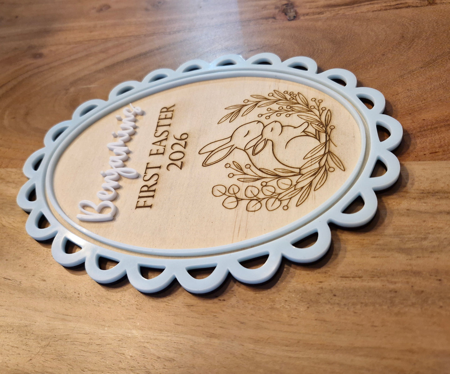 Personalised First Easter Plaque (Bunny) – Custom Name Keepsake Gift