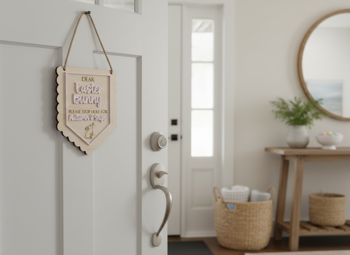 Personalised Easter Bunny Stop Here Door Hangers