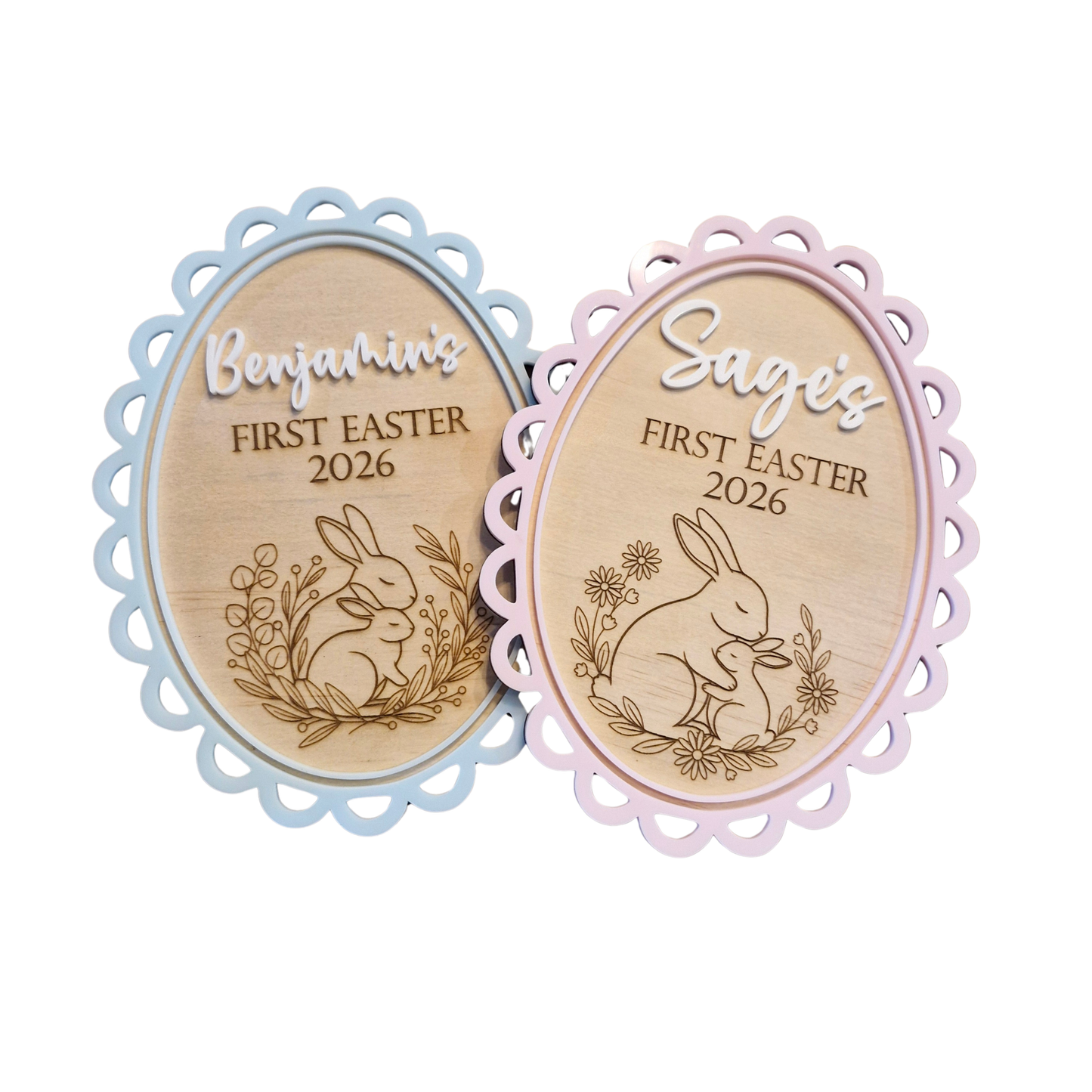 Personalised First Easter Plaque (Bunny) – Custom Name Keepsake Gift