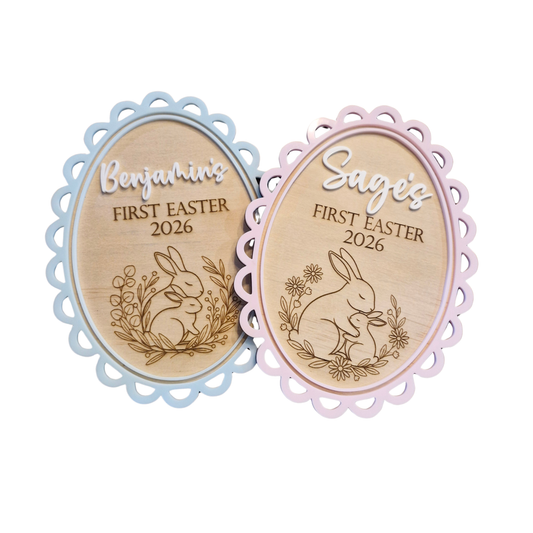 Personalised First Easter Plaque (Bunny) – Custom Name Keepsake Gift