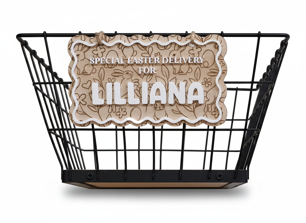 Personalised Easter Basket with Name Tag