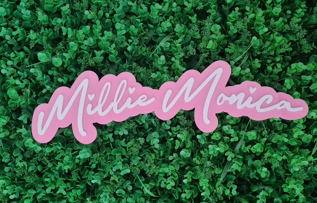 Personalised Double Layer Acrylic Double Name Sign | Curved Script Wall Decor