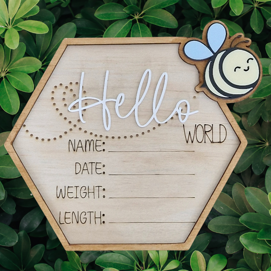 Writeable Birth Announcement Plaque - Bee Themed