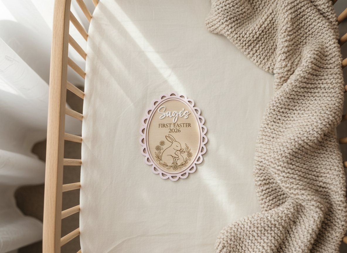 Personalised First Easter Plaque (Bunny) – Custom Name Keepsake Gift
