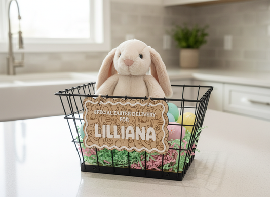 Personalised Easter Basket with Name Tag