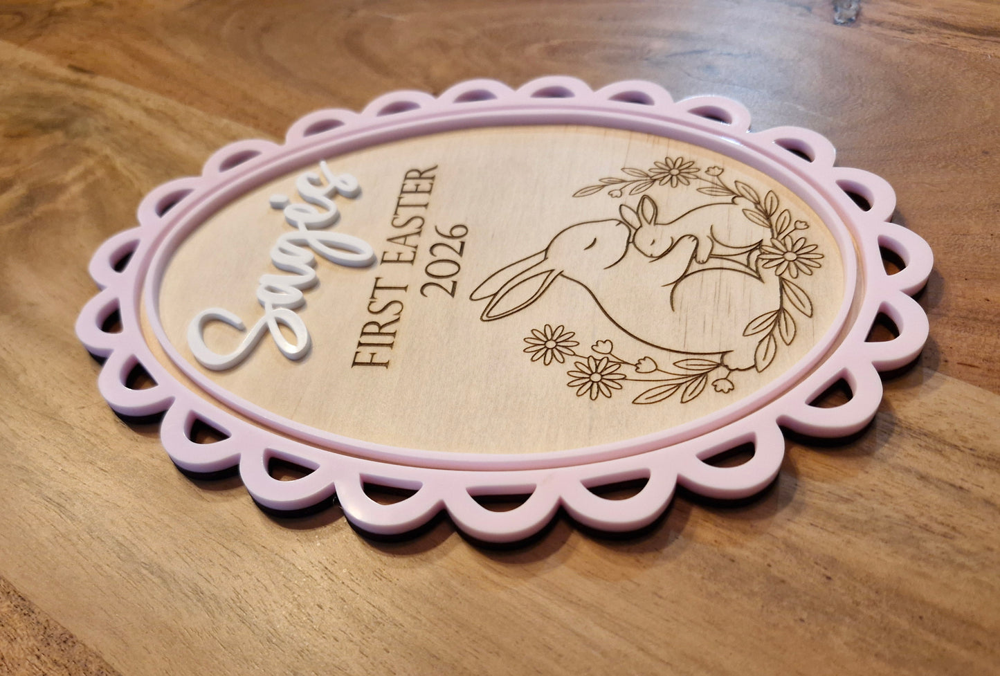 Personalised First Easter Plaque (Bunny) – Custom Name Keepsake Gift
